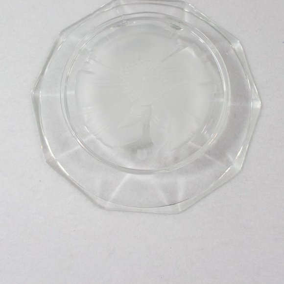 Vintage Emanuel Ungaro Etched Crystal Dish Dogwood Japan Clear Glass Bowl 7.5" - Picture 5 of 6